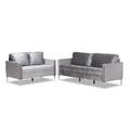 Baxton Studio Clara Modern Grey Velvet Upholstered 2-Piece Living Room Set 150-8344-8345